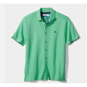 Tommy Bahama T225202 5 O'Clock IslandZone Camp Shirt Jade Cream XXXL NWOT